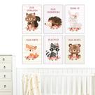 Quadros Decorativo Animais Cute Frases Meninas Kit 6 Peças 20x30cm Quarto Criança