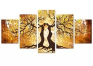 Quadros Decorativo Mosaico 5 Peças Imagem Árvore Do Amor Quadros Decorativo Mosaico 5 Peças Imagem Árvore Do Amor