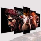 Quadros Decorativo Mosaico Leão ,Cristo Cordeiro Coroa