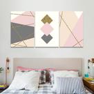 Quadros Decorativos 120x60 Abstrato Geométrico Rosa Sala