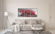 Quadros Decorativos 1,35 x 60 Árvore Da Vida Ypê Vermelha Moderno Lindo