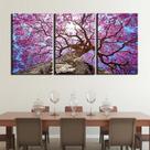 Quadros Decorativos 3 Peças Arvore Ipê Rosa