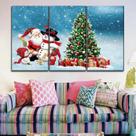 Quadros Decorativos 3 Peças Arvore Natal Papai Noel Quadros Decorativos 3 Peças Arvore Natal Papai Noel
