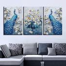 Quadros Decorativos 3 Peças Aves Jarro Flor Azul