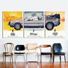 Quadros Decorativos 3 Peças Delorean Filme