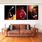 Quadros Decorativos 3 Peças Restaurante Taça De Vinho 1