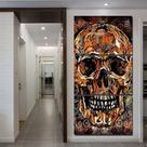 Quadros decorativos 3 peças studio de tatuagem caveira