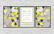Quadros Decorativos Abstrato Geométrico Oração Fé Amor Amarelo