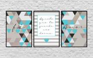 Quadros Decorativos Abstrato Geométrico Oração Fé Amor Azul