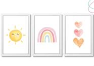 Quadros Decorativos Arco-íris Boho Sol Coração Escandinavo
