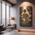Quadros Decorativos Barroco Dourado 90x60 Moderno Luxo Sala Quarto Escritório