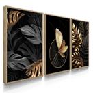 Quadros Decorativos Borboletas Folhas Douradas