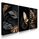 Quadros Decorativos Borboletas Folhas Douradas