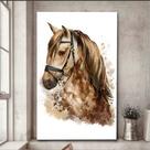 Quadros Decorativos Cavalo Égua Retrato Aquarela 80x60