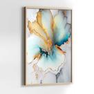 Quadros Decorativos com com Moldura Abstrato Mármore Moderno Azul Dourado Vertical para Sala Quarto Decoração