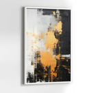 Quadros Decorativos com com Moldura Abstrato Pintura Preto Branco Dourado Vertical para Sala Quarto Decoração