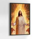 Quadros Decorativos com com Moldura Jesus Salvador Religioso Vertical para Sala Quarto Decoração