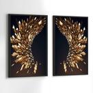 Quadros Decorativos com Moldura Asas Douradas Sala Quarto Kit Conjunto 2