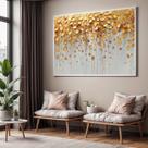 Quadros Decorativos com Moldura Chuva Dourada para Sala Quarto e Escritório Horizontal Quadros Decorativos com Moldura Chuva Dourada para Sala Quarto e Escritório Horizontal
