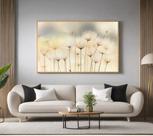 Quadros Decorativos com Moldura Floral Minimalista Tons Claros para Sala Quarto e Escritório Horizontal