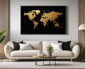 Quadros Decorativos com Moldura Mapa Mundi Dourado para Sala Quarto e Escritório Horizontal