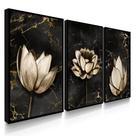 Quadros Decorativos com Moldura Sala Quarto Abstrato Flores Mármore Escuro