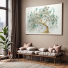 Quadros decorativos com Moldura Sala Quarto Arvore Azul Verde Arte Grande Hall