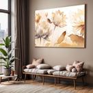 Quadros decorativos com Moldura Sala Quarto Bege Floral Grande Hall Quadros decorativos com Moldura Sala Quarto Bege Floral Grande Hall