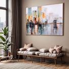 Quadros decorativos com Moldura Sala Quarto Cidade Abstrata NY Grande Hall Quadros decorativos com Moldura Sala Quarto Cidade Abstrata NY Grande Hall
