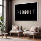Quadros decorativos com Moldura Sala Quarto Fases da Lua Grande Hall