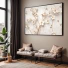 Quadros decorativos com Moldura Sala Quarto Flora Branco Grande Hall