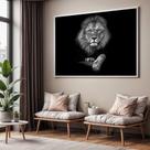 Quadros decorativos com Moldura Sala Quarto Leão Preto e Branco Grande Hall Quadros decorativos com Moldura Sala Quarto Leão Preto e Branco Grande Hall