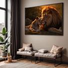 Quadros decorativos com Moldura Sala Quarto Leoa e Leão Por do Sol Grande Hall Quadros decorativos com Moldura Sala Quarto Leoa e Leão Por do Sol Grande Hall