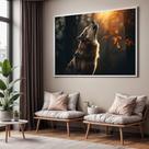 Quadros decorativos com Moldura Sala Quarto Lobo Paisagem Grande Hall