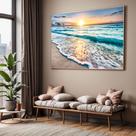 Quadros decorativos com Moldura Sala Quarto Ondas Praia Mar Por do Sol Paisagem Grande Hall Quadros decorativos com Moldura Sala Quarto Ondas Praia Mar Por do Sol Paisagem Grande Hall
