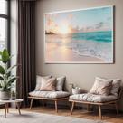 Quadros decorativos com Moldura Sala Quarto Paisagem Praia Grande Hall