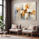 Quadros decorativos com Moldura Sala Quarto Pintura Arte Abstrato Bege Branco Marrom Dourado Grande Hall