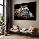 Quadros decorativos com Moldura Sala Quarto Tigre Paisagem Sol Grande Hall