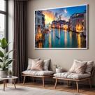 Quadros decorativos com Moldura Sala Quarto Venezza Paisagem Grande Hall