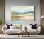 Quadros Decorativos com Moldura Suave Tons Claros para Sala Quarto e Escritório Horizontal