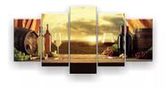 Quadros Decorativos Cortina Vinho Uvas 5pc Sala Kit