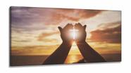 Quadros Decorativos Cruz Pôr do Sol Jesus Sala Quarto em Tecido Canvas 130x60