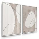 Quadros Decorativos Dupla Arte Moderna Abstrato Claro Sala Luxo com Moldura