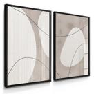 Quadros Decorativos Dupla Arte Moderna Abstrato Claro Sala Luxo com Moldura