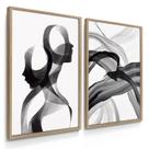 Quadros Decorativos Dupla Casal Abstrato 55X40 Com Moldura Quadros Decorativos Dupla Casal Abstrato 55X40 Com Moldura