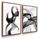 Quadros Decorativos Dupla Casal Abstrato 55X40 Com Moldura