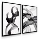 Quadros Decorativos Dupla Casal Abstrato 55X40 Com Moldura Quadros Decorativos Dupla Casal Abstrato 55X40 Com Moldura