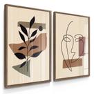Quadros Decorativos Dupla Flores Escandinavo Com Moldura