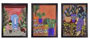 Quadros Decorativos Em Canvas com Moldura conjunto 3 peças