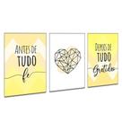 Quadros Decorativos Fé e Gratidão Sala Escritório Quarto Moderno Casal PMG